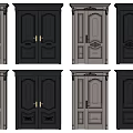 Various Security Doors In Gray Tones With Different Panel Designs And Metal Handles 3d model