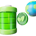 Green Battery With Leaf Icon And Earth Globe For Eco Friendly Sustainable Energy
