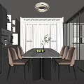 Modern Open Concept Dining Room Interior With Round Table Beige Chairs And Large Windows 3d model