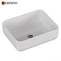 Modern White Square Ceramic Countertop Wash Basin with Smooth Surface and Central Drainage Hole