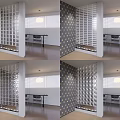 Modern Decorative Room Divider With Geometric Pattern In Interior Space Design 3d model