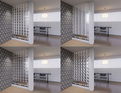 Modern Decorative Room Divider With Geometric Pattern In Interior Space Design 3d model