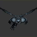 Futuristic Mechanical Robot With Winged Metallic Armor Circular Headpiece And Glowing Core