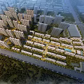 Aerial View Planning of Residential Development With High Rise Buildings Low Rise Structures and Green Spaces