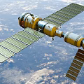 International Space Station With Solar Panels Orbiting Earth From Space 3d model
