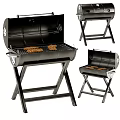 Portable Foldable Barbecue Grill With Foldable Stand And Sausages On Rack
