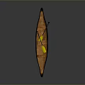 Camp Silver Lake Red Canoe With Wooden Interior And Yellow Paddle