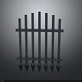Modern Metal Fence Structure With Vertical Posts And Spiked Base Design
