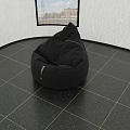 Stitched Black Bean Bag Chair Modern Comfortable Seating For Living Room Interior