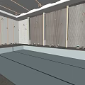 Spacious Indoor Swimming Pool Interior With Lane Lines Ceiling Lighting And Smooth Wall Design