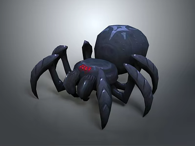 Black Spider Character With Red Eyes And Star Pattern Design 3d model