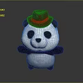 Cute Panda Plush Toy Wearing Red Hat Standing On Dark Background