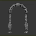 Traditional Stone Archway Architectural Element With Ornate Columns And Carved Details