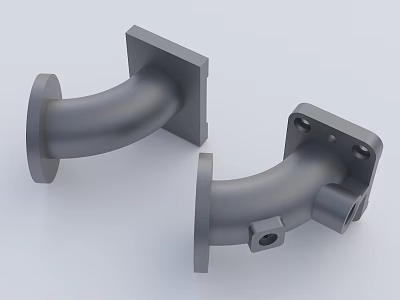 Industrial Equipment Gray Metal Mechanical Components With Curved Bracket And Base 3d model