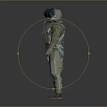 Human Pilot Character in Military Flight Suit with Helmet and Gear