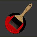 White Paint Can With Red Paint Dripping And Wooden Brush On Top