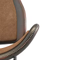 Modern Brown Fabric Accent Chair With Leather Trim And Metal Legs