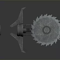 Industrial Mechanical Device With Circular Saw Blade And Metal Gear Components