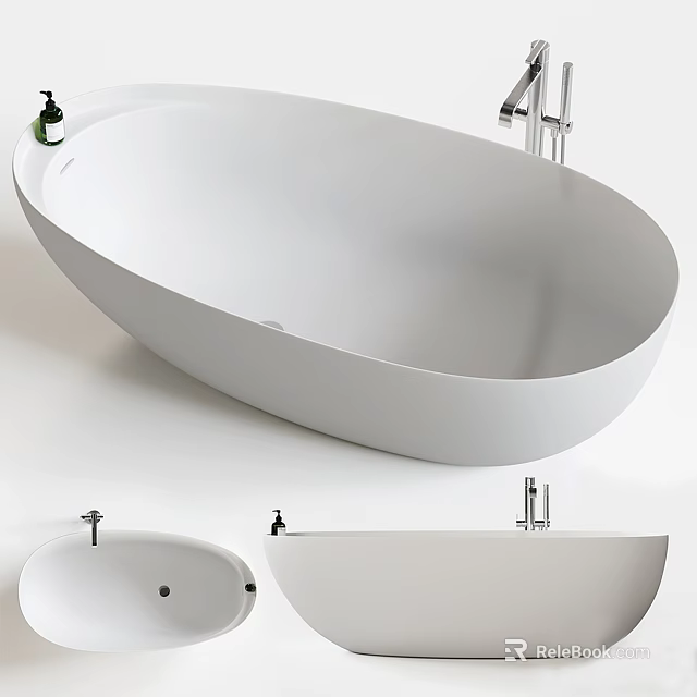 Modern White Ceramic Oval Countertop Washbasin Design With Chrome Faucet And Sleek Lines 3d model 
