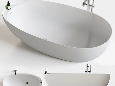Modern White Ceramic Oval Countertop Washbasin Design With Chrome Faucet And Sleek Lines 3d model