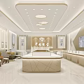 Elegant Jewelry Store Interior With Glass Display Cases And Marble Counters