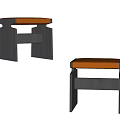 Modern Stools With Black Frame And Orange Cushion For Home Decor