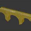 Classic Stone Bridge With Arched Structure Stone Railings And Green Mossy Surface 3d model