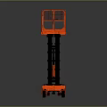 Red Scissor Lift Platform With Safety Guardrail And Mobile Wheels Structure
