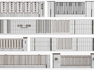 courtyard wall, courtyard door, courtyard wall, community wall model