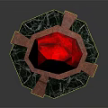 Elegant Decorative Ornament Set With Red Gemstone Top And Green Marble Patterned Base