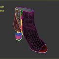 Stylish Black Open Toe Ankle Boots With Colorful Block Heel And Side Zipper
