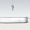 Modern White Reception Desk With Minimalist Design And Hanging Light Fixture