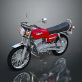 Red Yamaha Motorcycle With Vintage Design Silver Body Parts And Black Seat