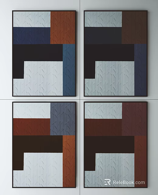 Abstract Geometric Wall Art With Color Block Patterns And Modern Design 3d model