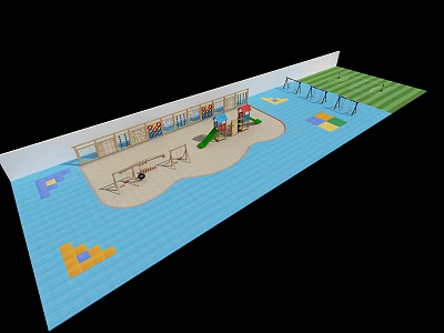 Modern Children's Playground Kindergarten Playground Game Area Football Field Sandpit 3d model