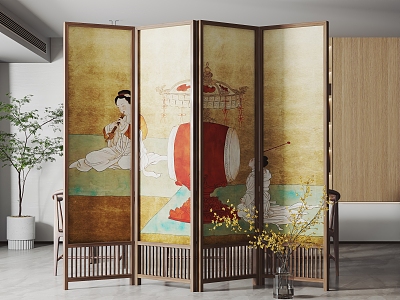 New Chinese-style screen partition 3d model