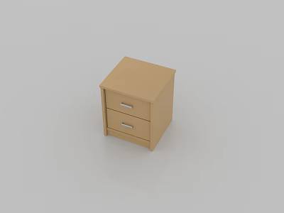 Wooden Nightstand With Two Drawers Light Wood Finish Simple Modern Design 3d model