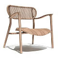 Modern Leisure Chair With Wooden Frame Armrest And Woven Backrest Seat Design