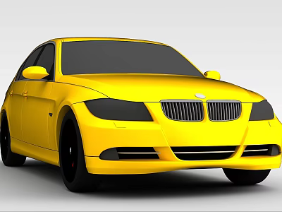 Vibrant Yellow Car With Streamlined Body And Stylish Front Grille Design 3d model