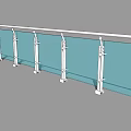 Modern Glass Railing Structure With Metal Support Posts And Clear Panels 3d model