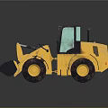 Yellow Construction Loader With Front Bucket Black Cab And Large Wheels