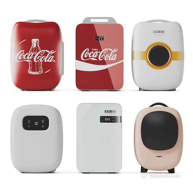 Stylish Portable Mini Fridges with Coca-Cola Design Various Colors and Styles 3d model 