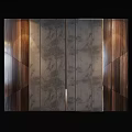 Modern Background Wall Design With Wooden Panels And Marble Slabs Accented By Gold Trim