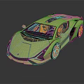 Light Green Sports Car With Orange Wheels Scissor Doors And Orange Interior Sleek Design