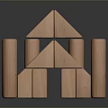 Educational Wooden Building Blocks with Triangle Rectangle and Cylinder Shapes for Kids Play