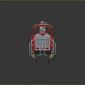 3D Rendered Red Locomotive Model With Gray Railings And Cabin Design