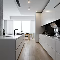 Modern Kitchen Interior Design With White Cabinets Island Counter Wooden Floors Natural Light And Plants