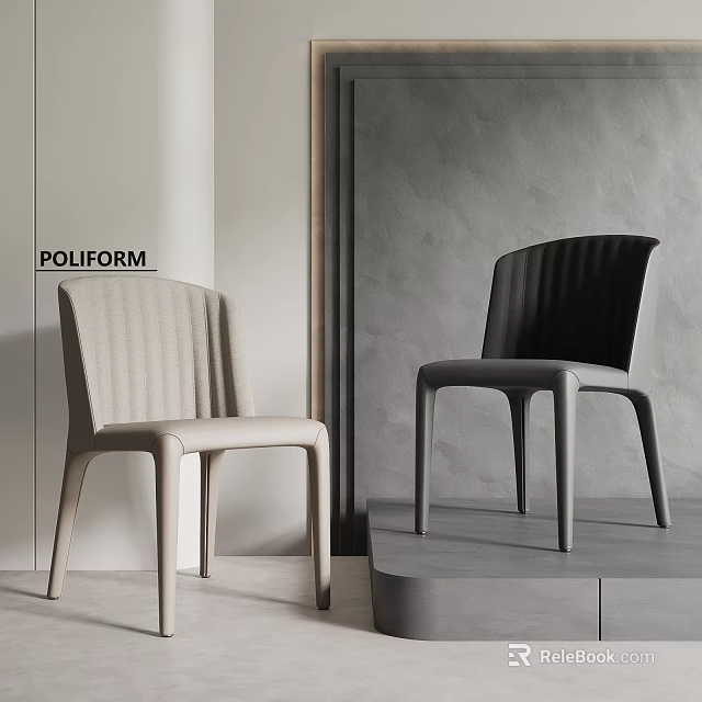 POLIFORM Modern Leisure Chairs With Sleek Design Beige And Dark Gray Upholstered In Minimalist Interior 3d model 