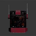 Mechanical Robot Character With Red Black Design Metallic Legs And Lenses