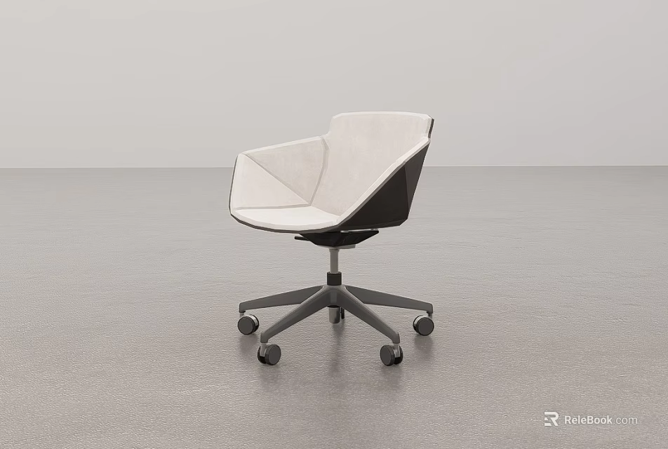 Modern Comfortable Leisure Chair With White Upholstered Seat And Black Rolling Wheels 3d model 